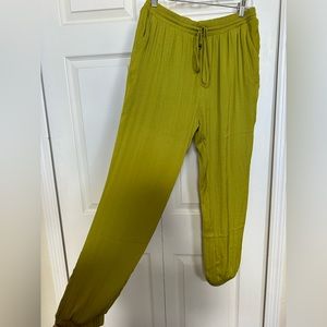 NWOT Naked Zebra | Chartreuse Satin Joggers Pants